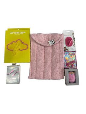 Pink Tech & Accessories Bundle LED Wall Light, 16-Inch Laptop Case, Compact Wire